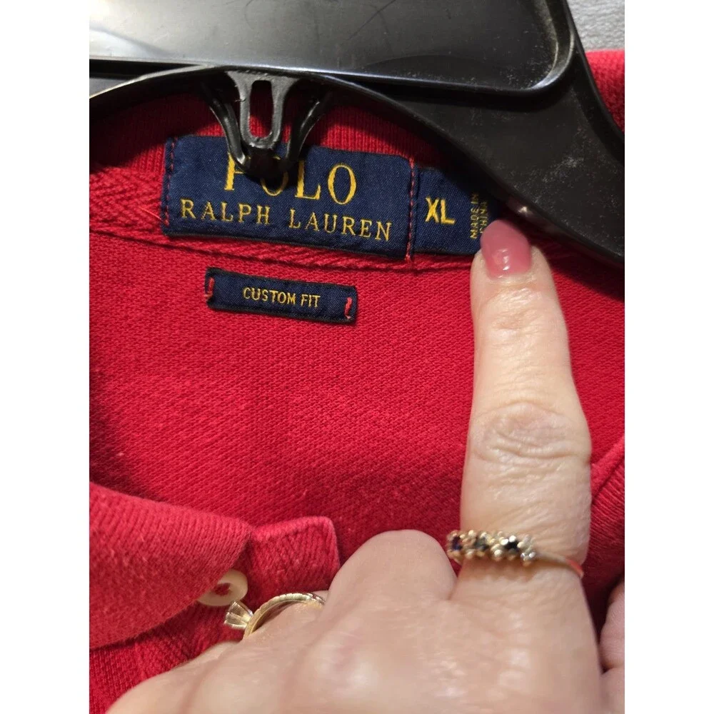 Polo Ralph Lauren Golf Shirt Triple-Pony 3 Red Custom Fit XL Y2K No. 67 RLPC